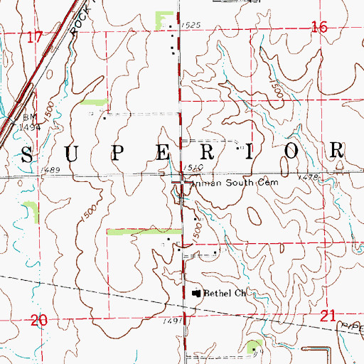 Topographic Map of Inman South Cemetery, KS
