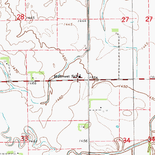 Topographic Map of Hillcrest School, KS