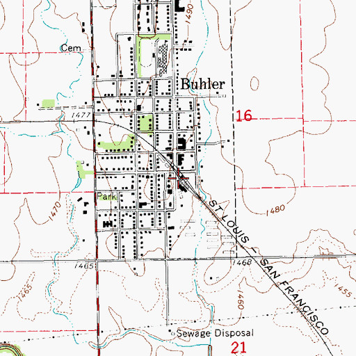 Topographic Map of Buhler, KS