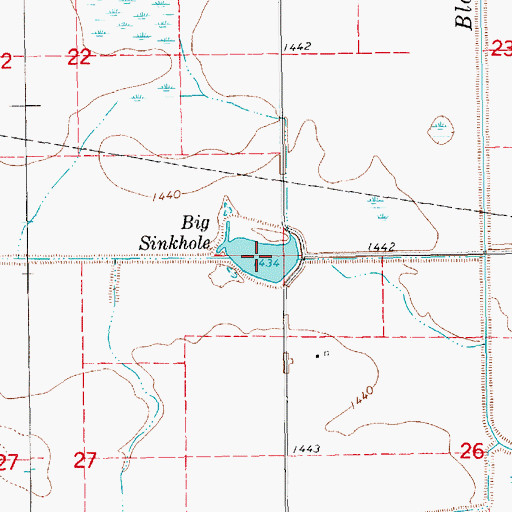 Topographic Map of Big Sinkhole, KS