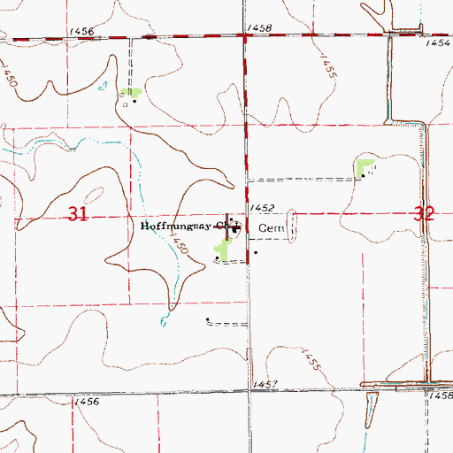 Topographic Map of Hoffnungsau Mennonite Church, KS