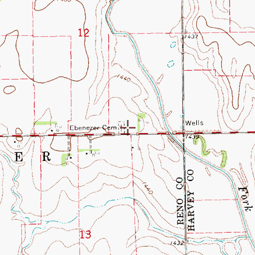 Topographic Map of Ebenezer Cemetery, KS
