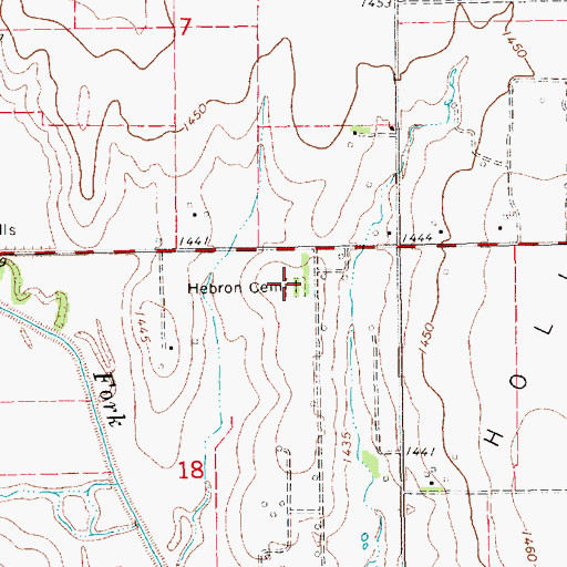 Topographic Map of Hebron Cemetery, KS