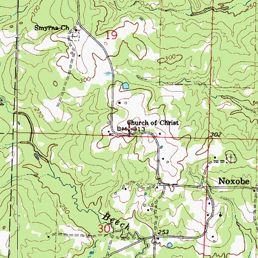 Topographic Map of Church of Christ, AR