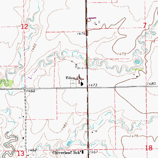 Topographic Map of Eden Mennonite Church, KS