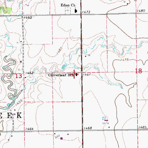 Topographic Map of Cloverleaf School, KS