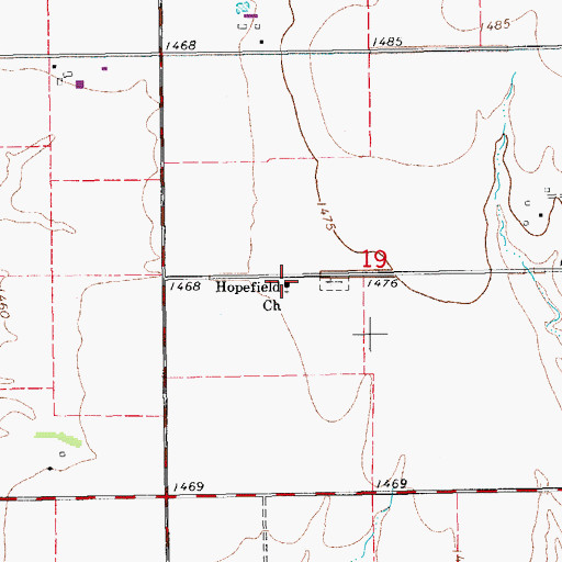 Topographic Map of Hopefield Mennonite Church, KS