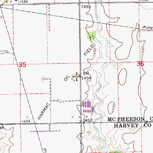 Topographic Map of Harmac Oil Field, KS