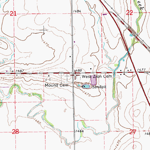 Topographic Map of West Zion Cemetery, KS