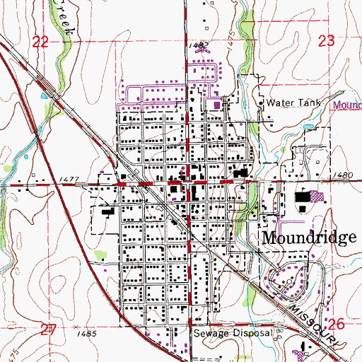 Topographic Map of Moundridge, KS