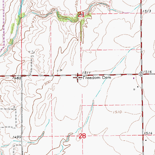 Topographic Map of Freedom Cemetery, KS