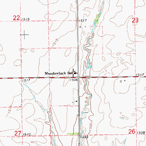 Topographic Map of Meadowlark School, KS