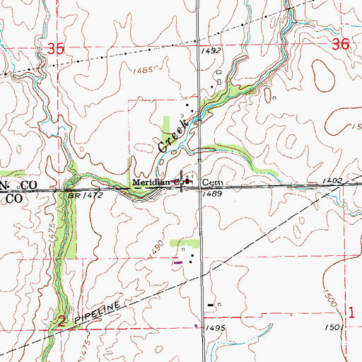 Topographic Map of Meridian Church of God in Christ Mennonite Church, KS