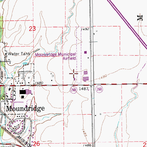Topographic Map of Moundridge Municipal Airport, KS