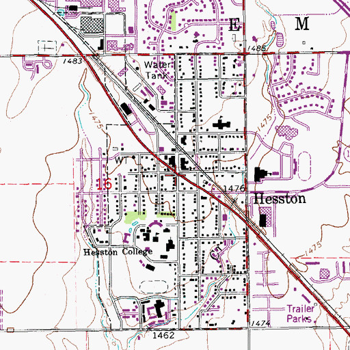 Topographic Map of Hesston, KS