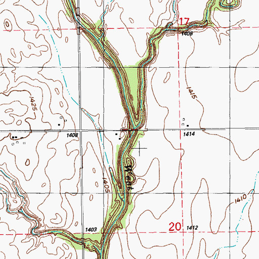 Topographic Map of Dry Creek, KS