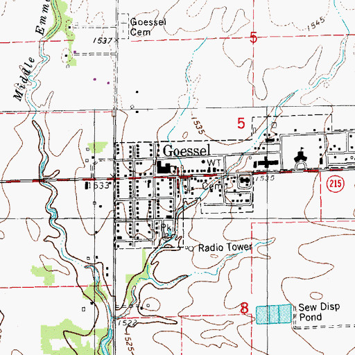 Topographic Map of Goessel, KS