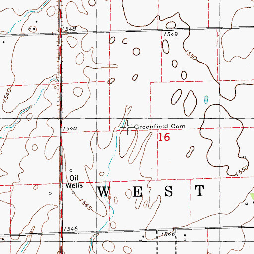 Topographic Map of Greenfield Cemetery, KS
