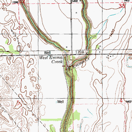 Topographic Map of East Emma Creek, KS