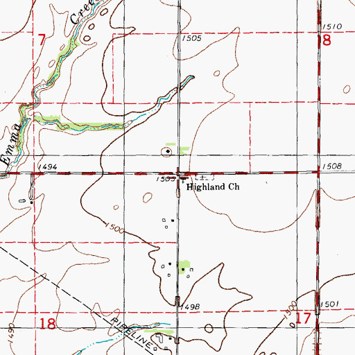 Topographic Map of Highland Trinity United Church of Christ, KS