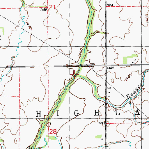 Topographic Map of Beaver Creek, KS