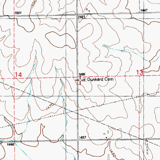 Topographic Map of Dunkard Cemetery, KS