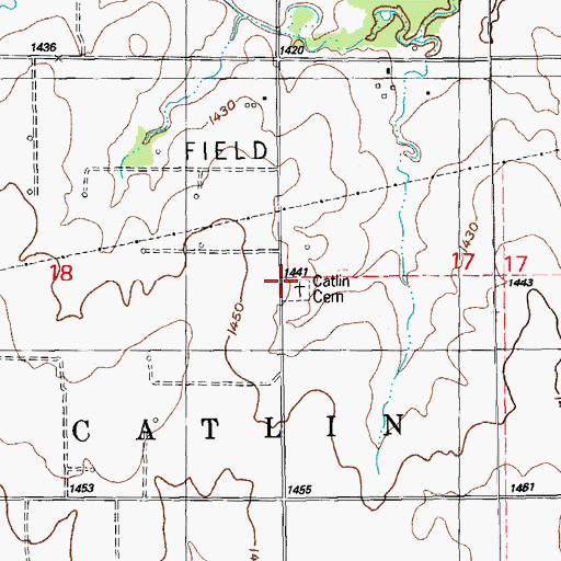 Topographic Map of Catlin Church, KS