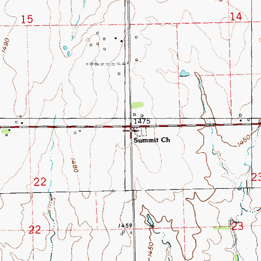 Topographic Map of Summit Church, KS