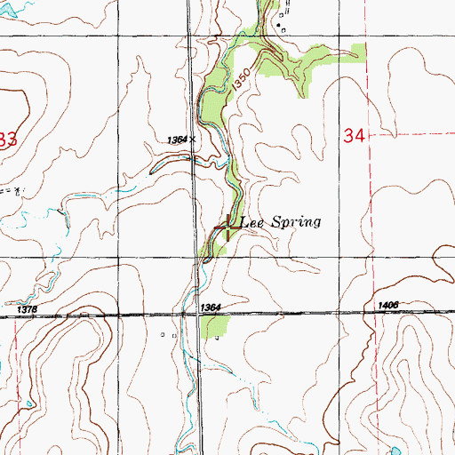 Topographic Map of Lee Spring, KS