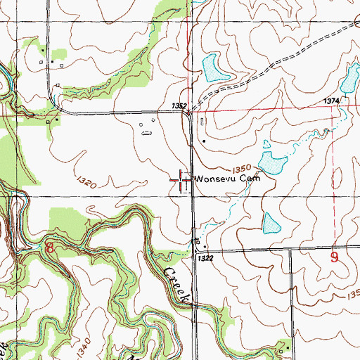 Topographic Map of Wonsevu Cemetery, KS
