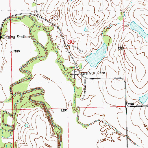 Topographic Map of Griffith Cemetery, KS