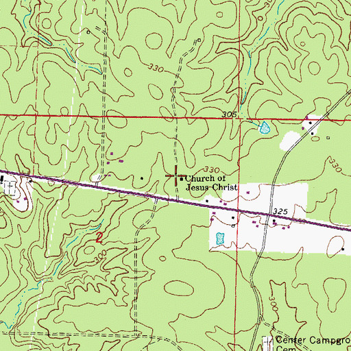 Topographic Map of Church of Jesus Christ, AR