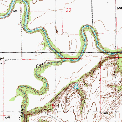 Topographic Map of Cedar Creek, KS