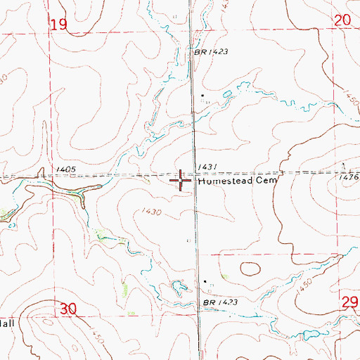 Topographic Map of Homestead Cemetery, KS