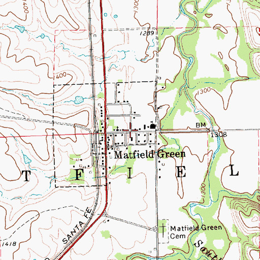 Topographic Map of Matfield Green, KS