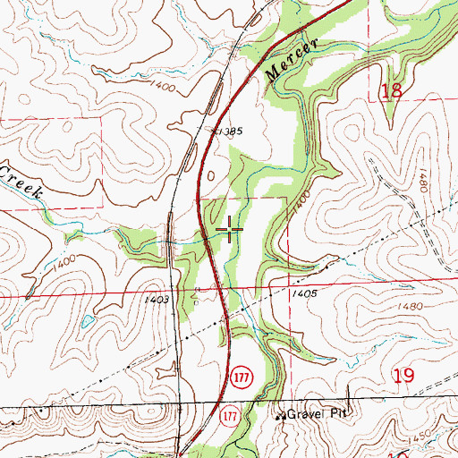 Topographic Map of Jack Creek, KS