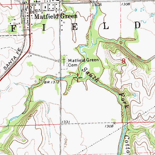 Topographic Map of Mercer Creek, KS
