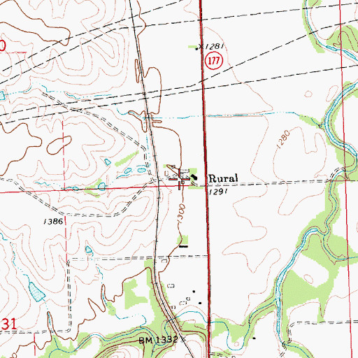 Topographic Map of Rural, KS