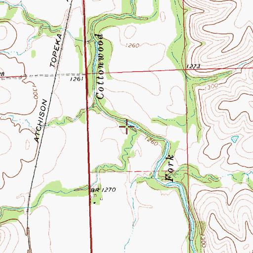 Topographic Map of Kirk Creek, KS