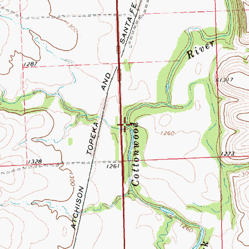 Topographic Map of Nickel Creek, KS