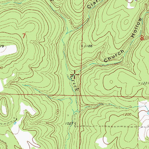 Topographic Map of Church Hollow, AR