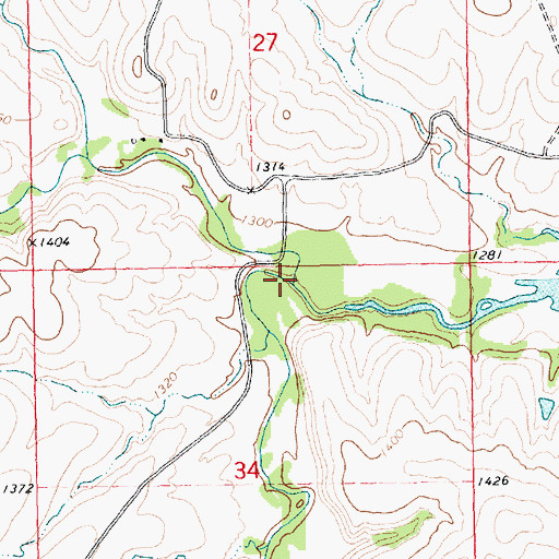 Topographic Map of Camp Creek, KS