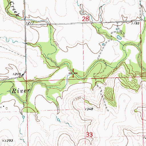 Topographic Map of Wolf Creek, KS