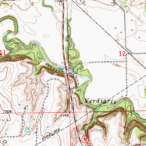 Topographic Map of Kelly Branch, KS