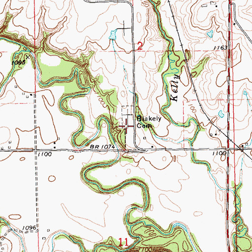 Topographic Map of Blakely Cemetery, KS