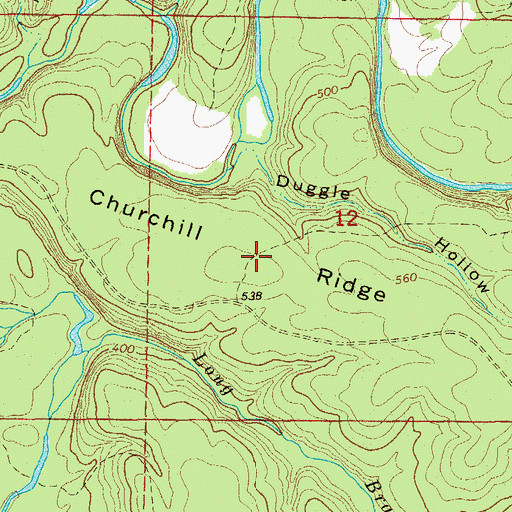Topographic Map of Churchill Ridge, AR