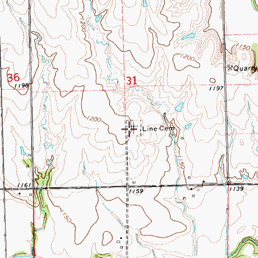 Topographic Map of Line Cemetery, KS