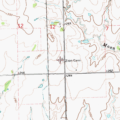 Topographic Map of Zion Cemetery, KS