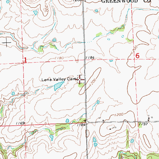 Topographic Map of Lena Valley Cemetery, KS