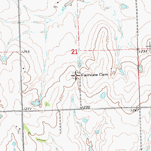 Topographic Map of Fairview Cemetery, KS